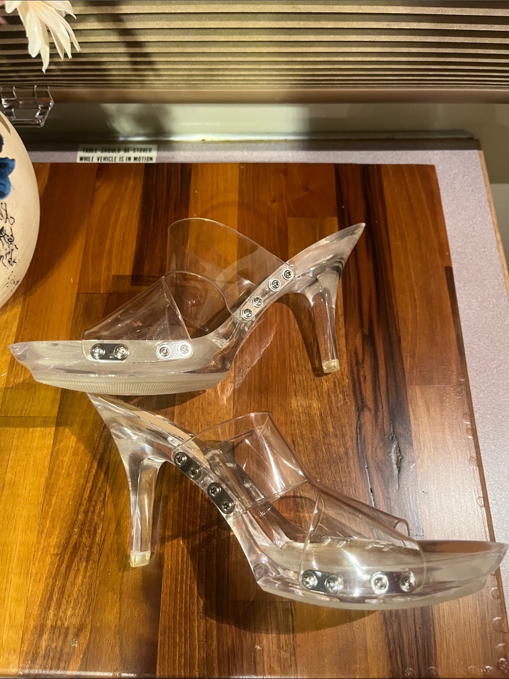 NEW NINA  Clear Slide Mules with Transparent Straps - Picture 4 of 4